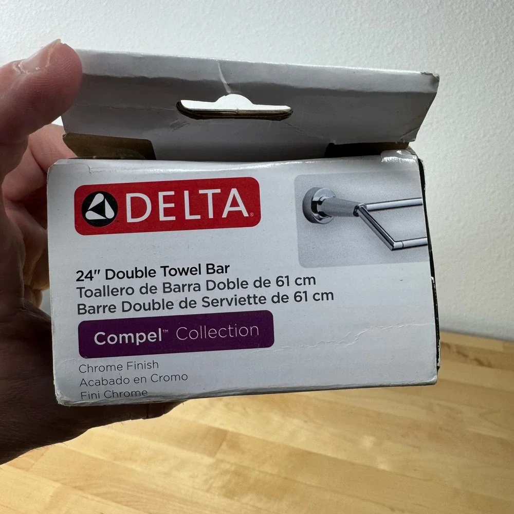 Delta Compel 24 Inch Double Towel Bar Chrome Finish Modern Wall Mount‎ 77125 NEW